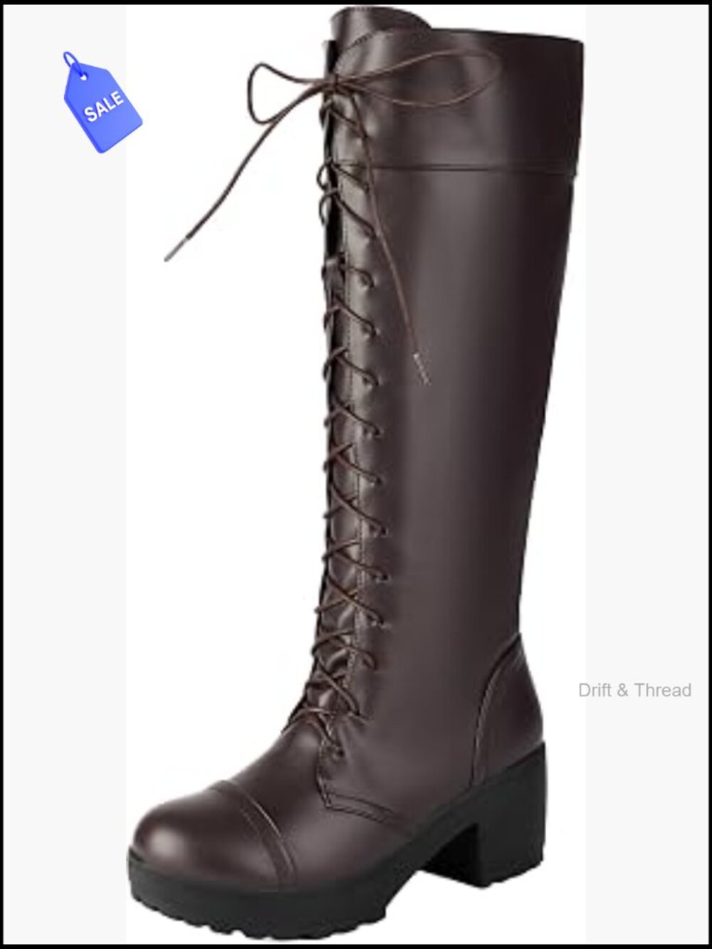 Knee-High Combat Boots Lace-Up Chunky Platform Block Heel Goth Tall Boots